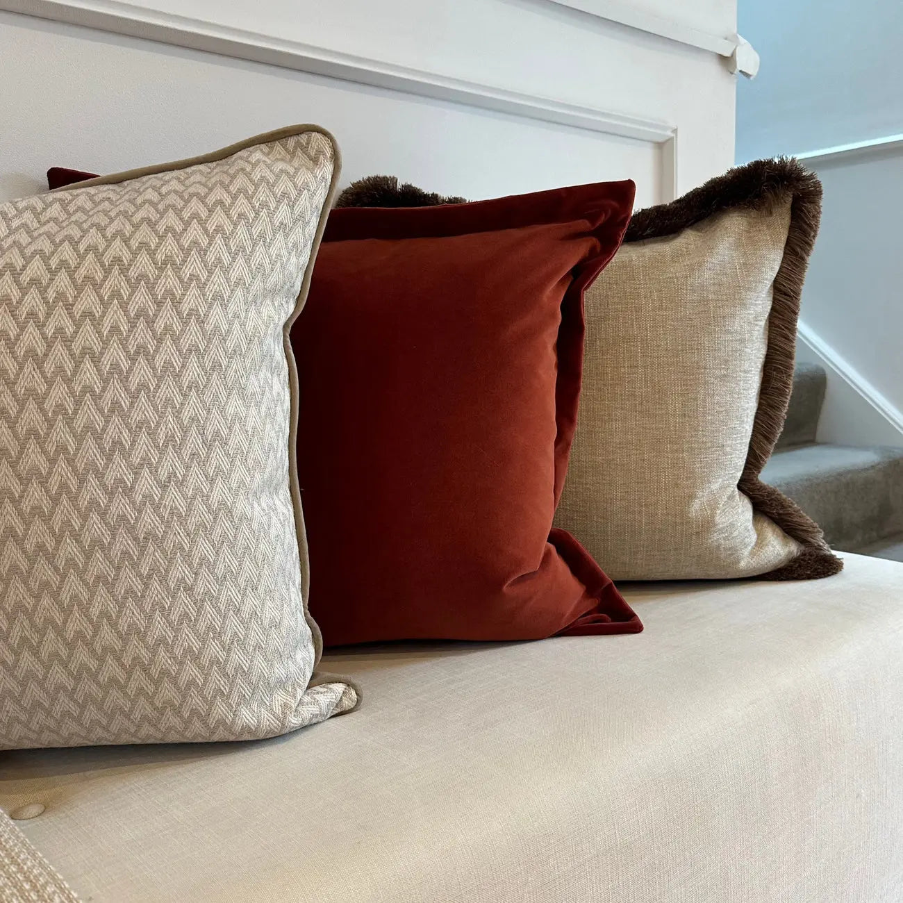 Almond Cushion with Clove Fringe Onacara