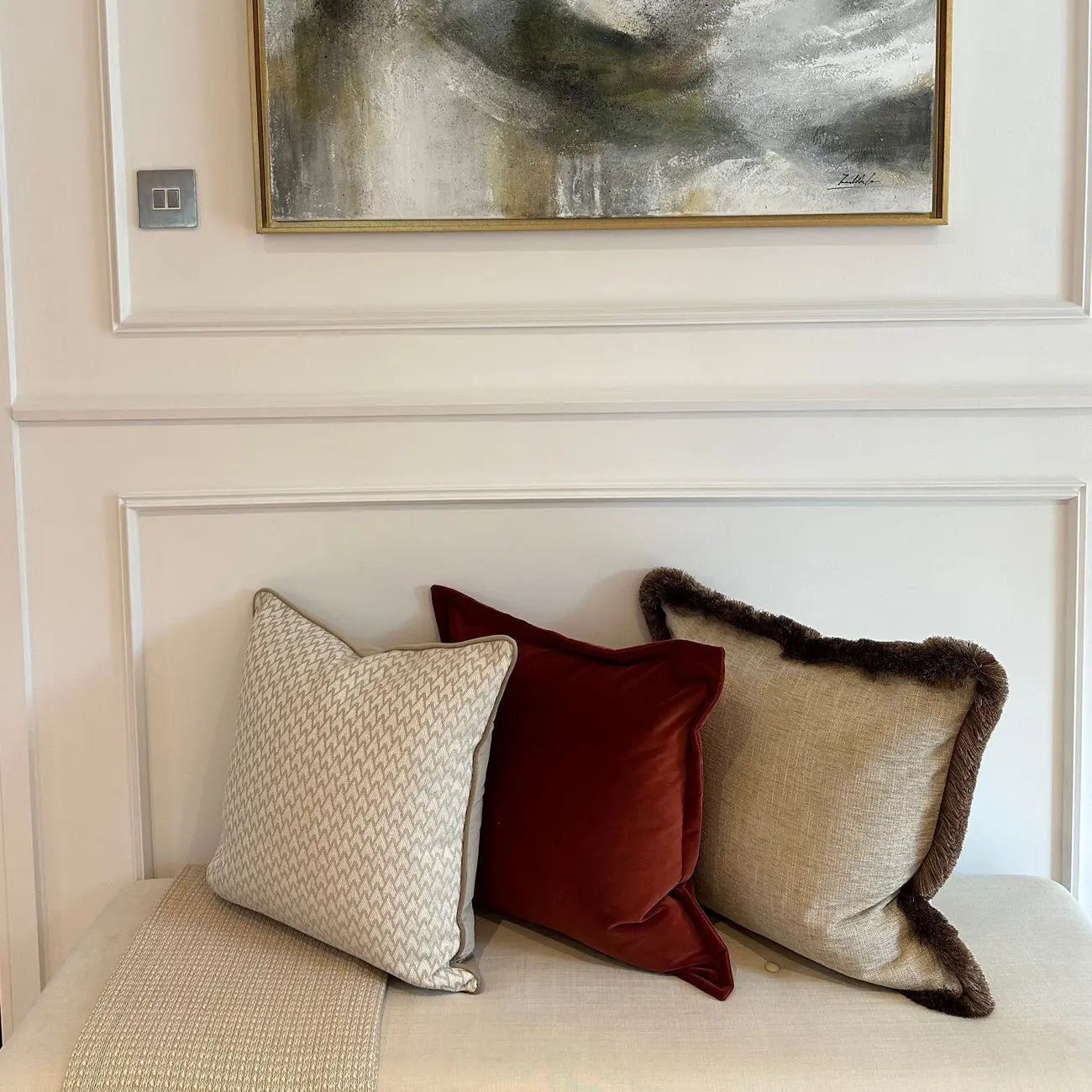 Almond Cushion with Clove Fringe Onacara