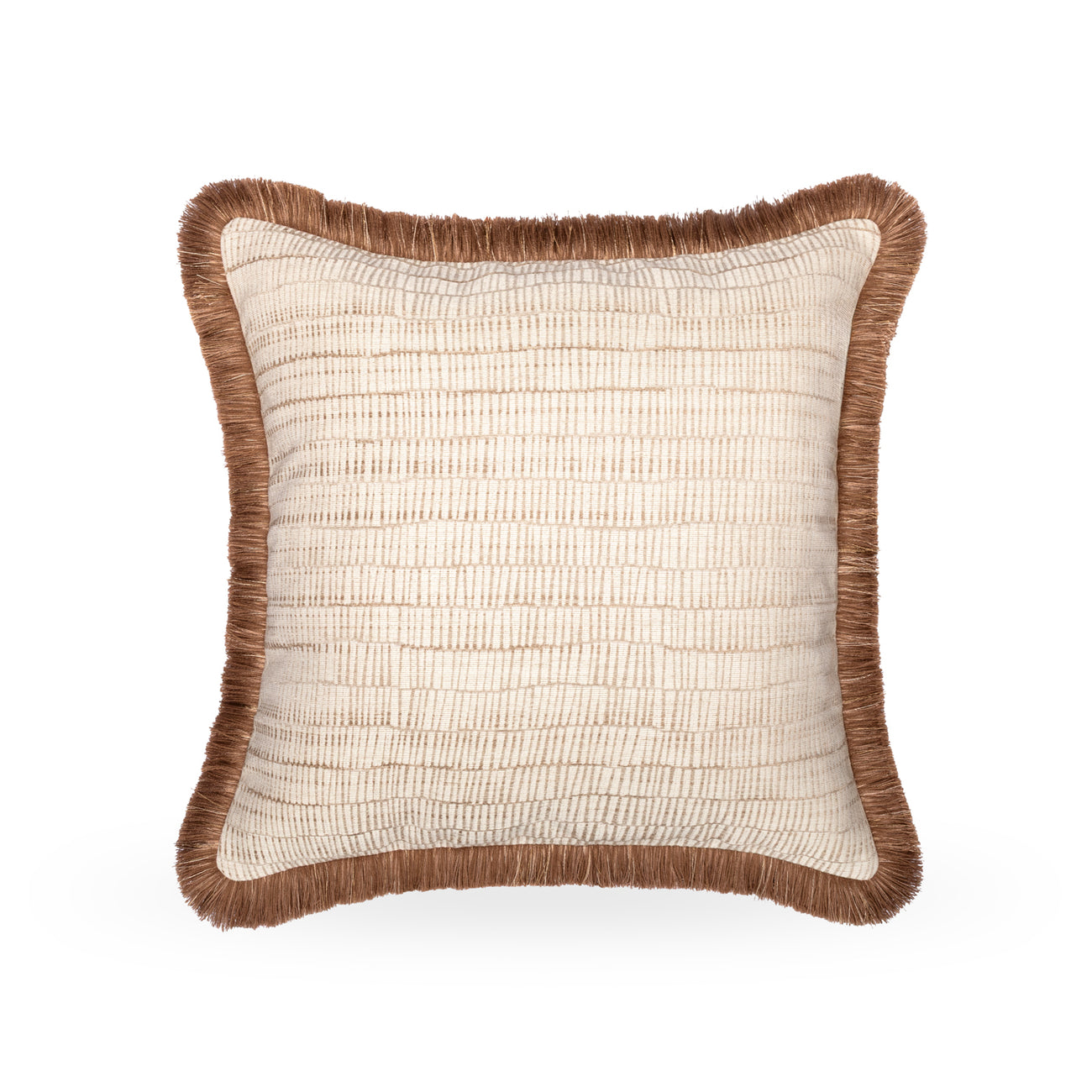 Champagne Cushion with Brown Fringe