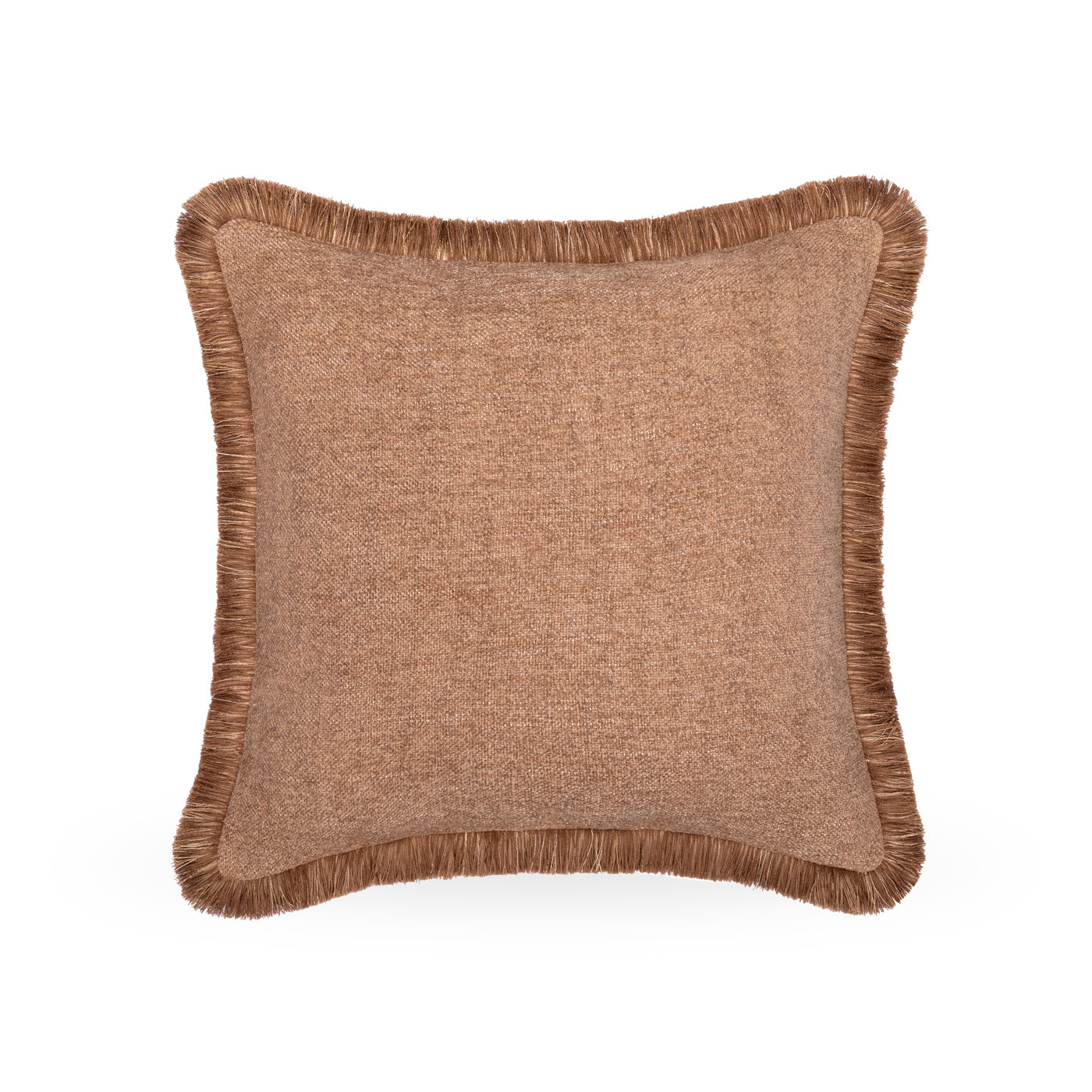 Mocha Cushion with Double Brown Fringe