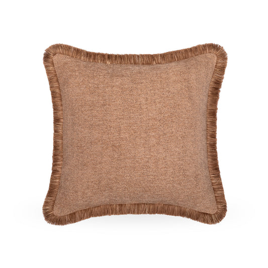 Mocha Cushion with Double Brown Fringe