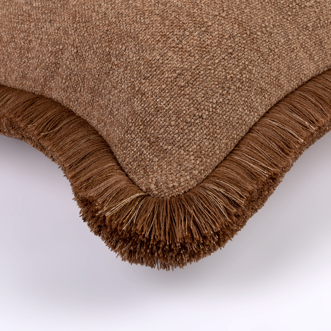 Mocha Cushion with Double Brown Fringe