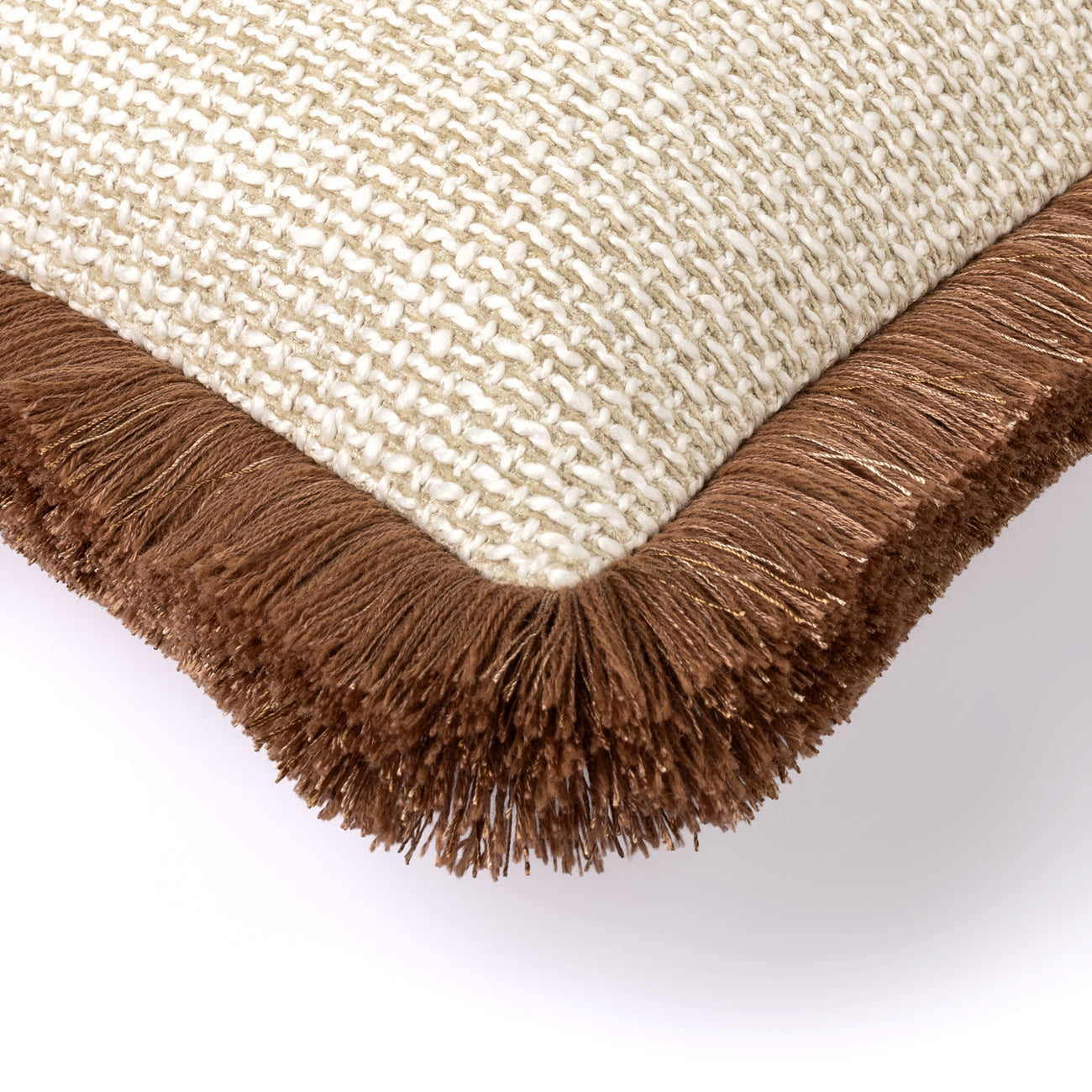 Dune Cushion with Double Brown Fringe