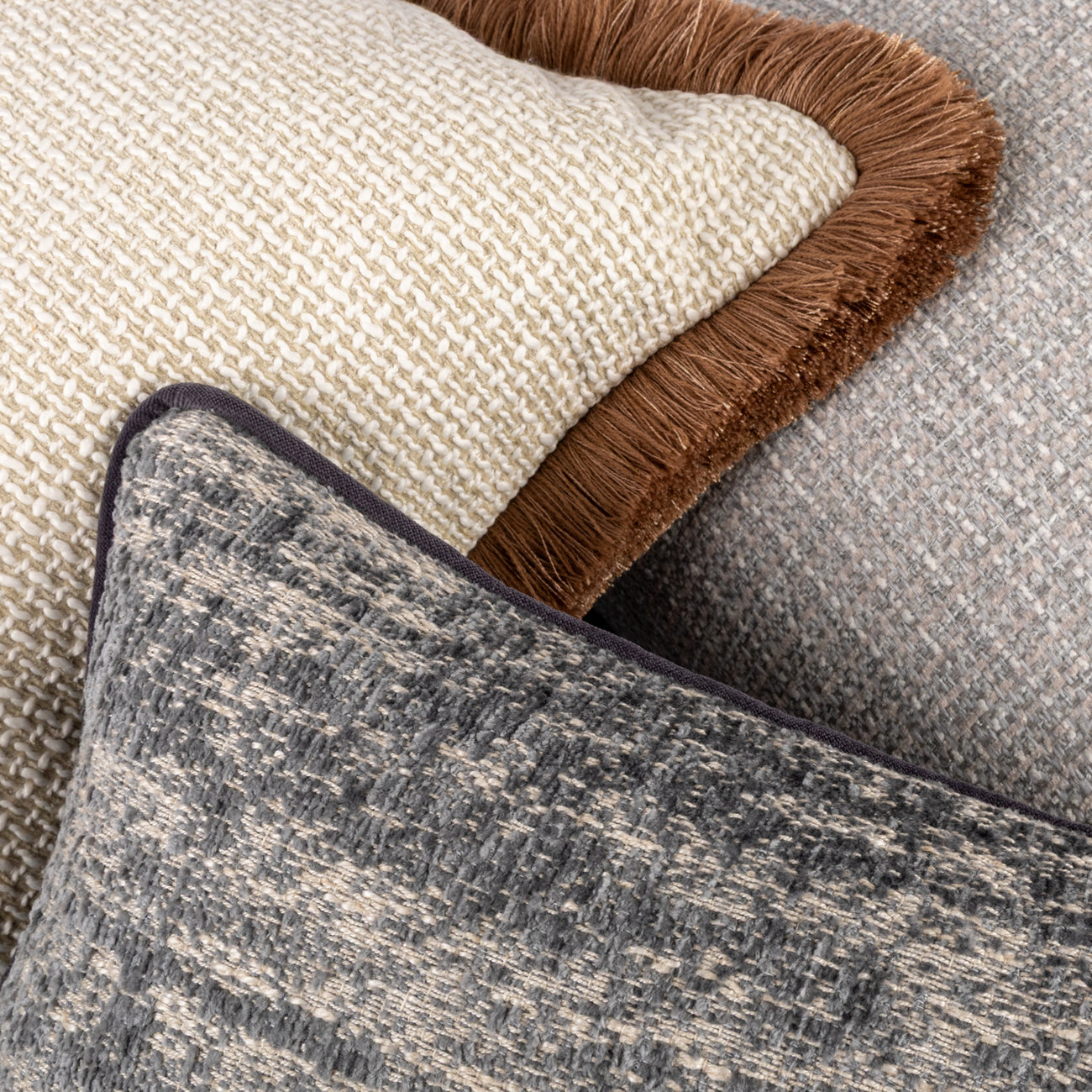 Dune Cushion with Double Brown Fringe