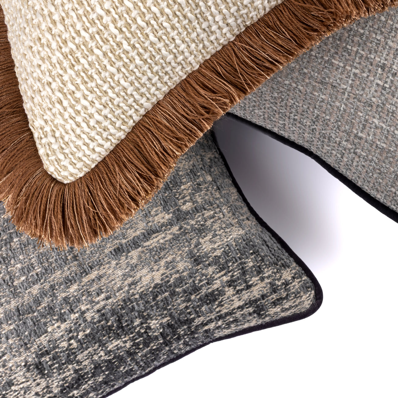 Dune Cushion with Double Brown Fringe