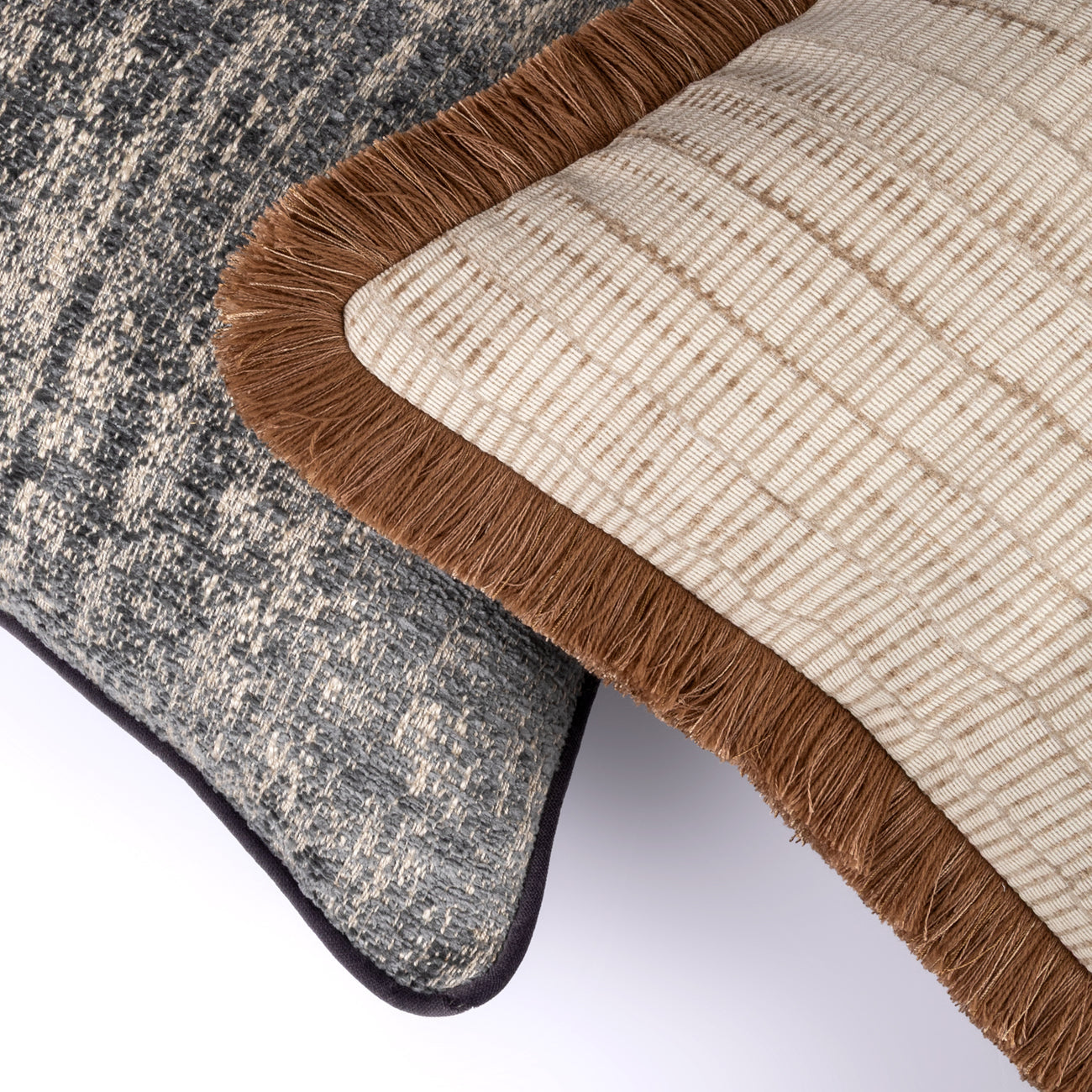 Champagne Cushion with Brown Fringe