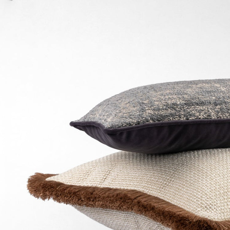 Dune Cushion with Double Brown Fringe