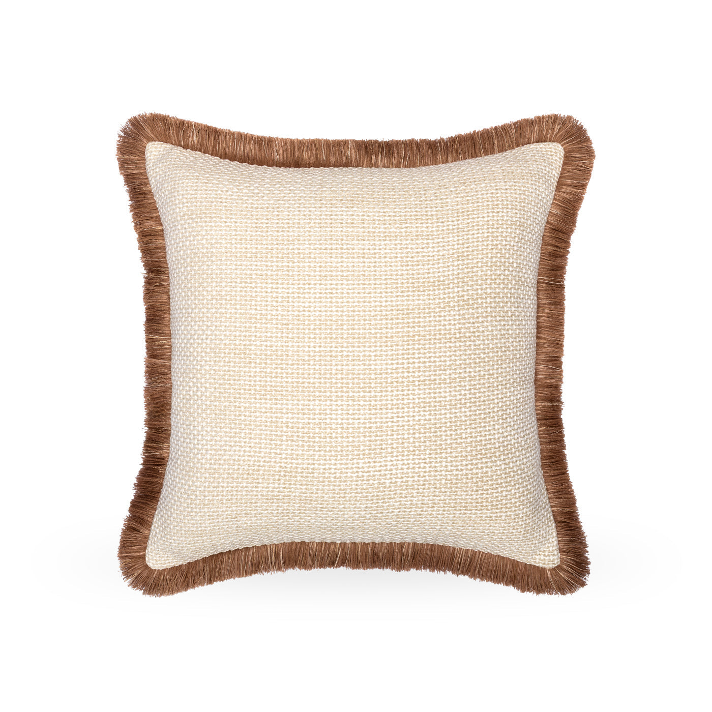 Dune Cushion with Double Brown Fringe