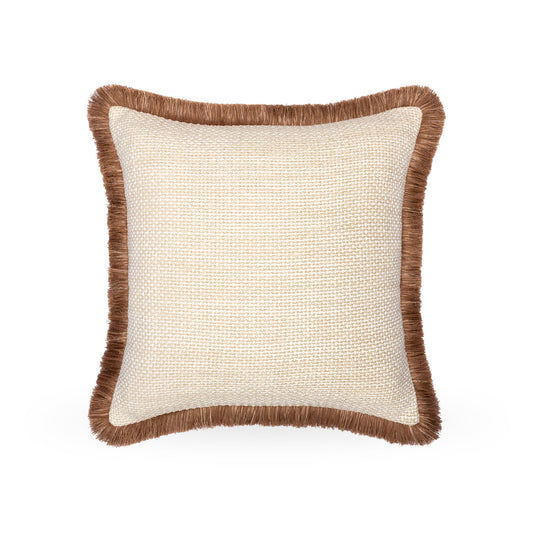 Dune Cushion with Double Brown Fringe
